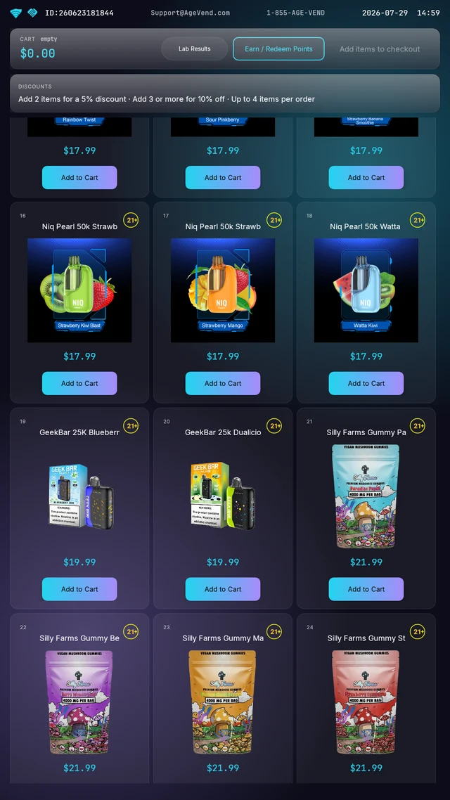 Live AgeVend kiosk interface